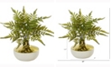Nearly Natural 14in. Fern Artificial Plant in Gold and Cream Elegant Vase
